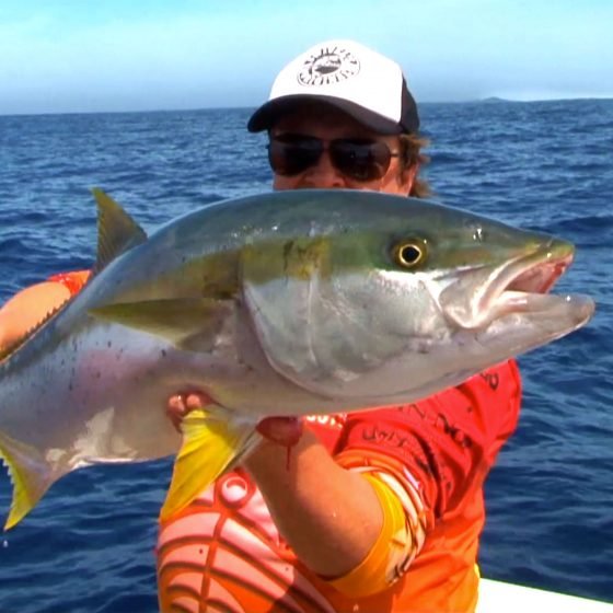 Steve Correia with a Yellowtail Kingfish at The Abrolhos Islands