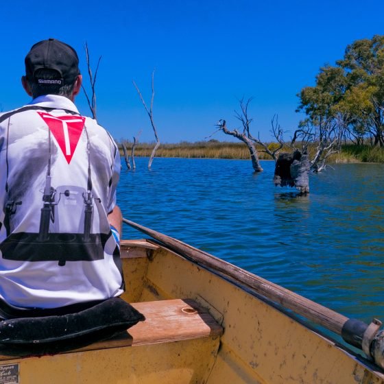 Nick Hocking on Lake Bidyanus