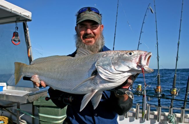 Whitey with a Mulloway caught on a Metal Jig